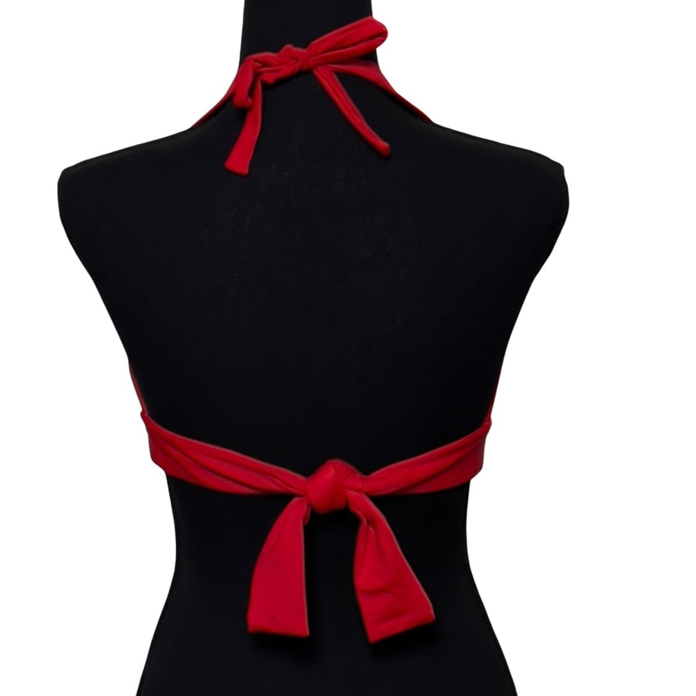 J.Crew Halter‎ Tie Back Bikini Top Size Medium Vintage Red Swim Suit BY633 NEW - Picture 3 of 9